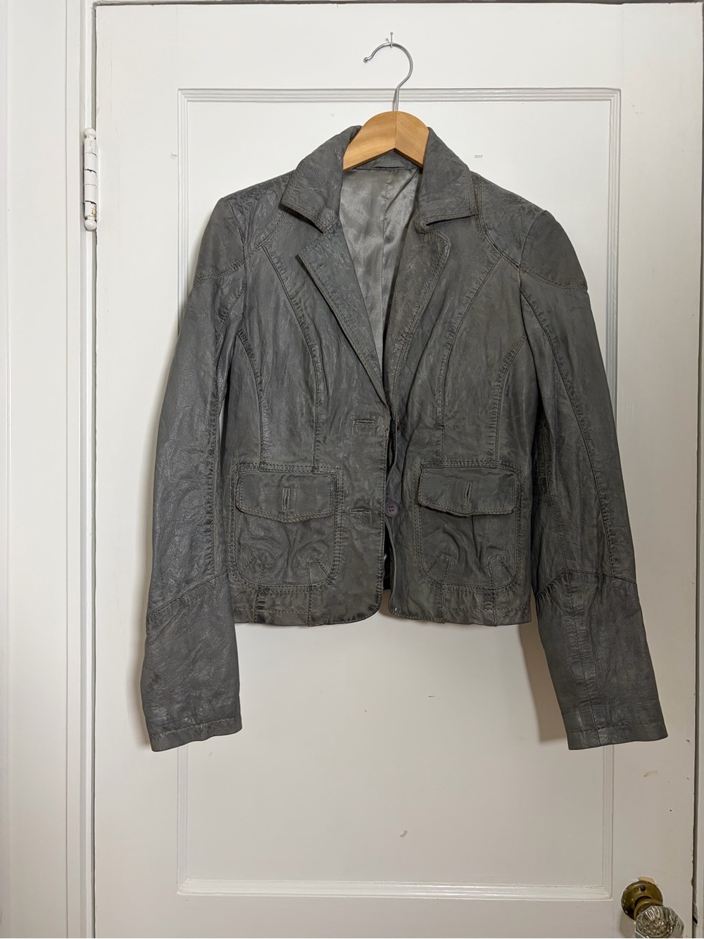 Gray Women's Leather Jacket
